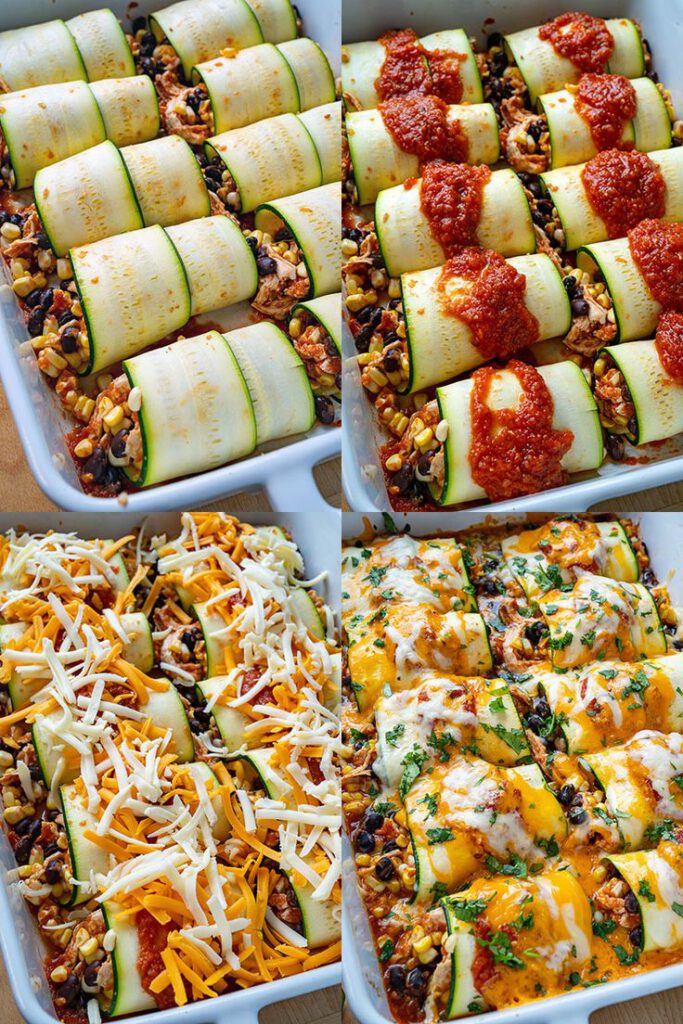 Schaal met koolhydraat arme courgetterolletjes op Mexicaanse wijze